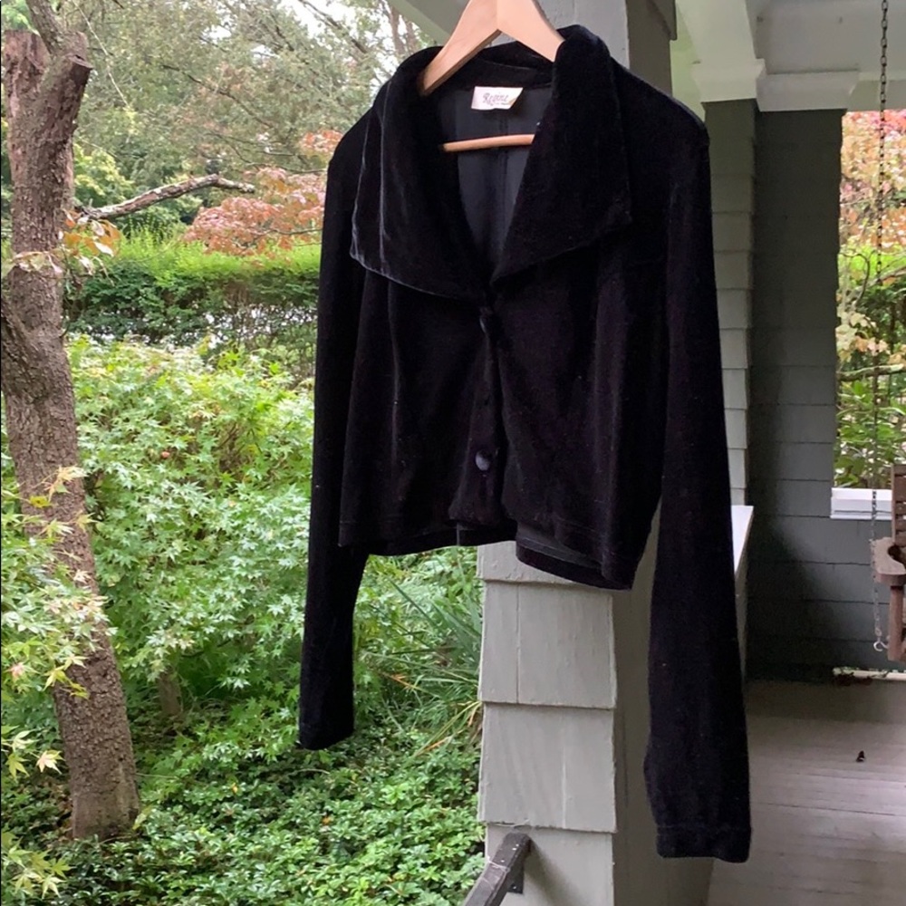 Regine black velvet button down jacket